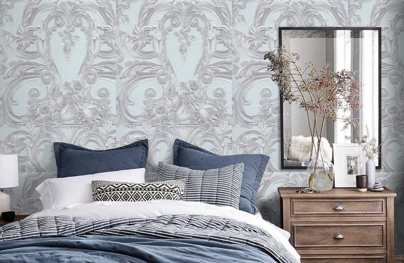Обои 02547-12 фото в интерьере спальни