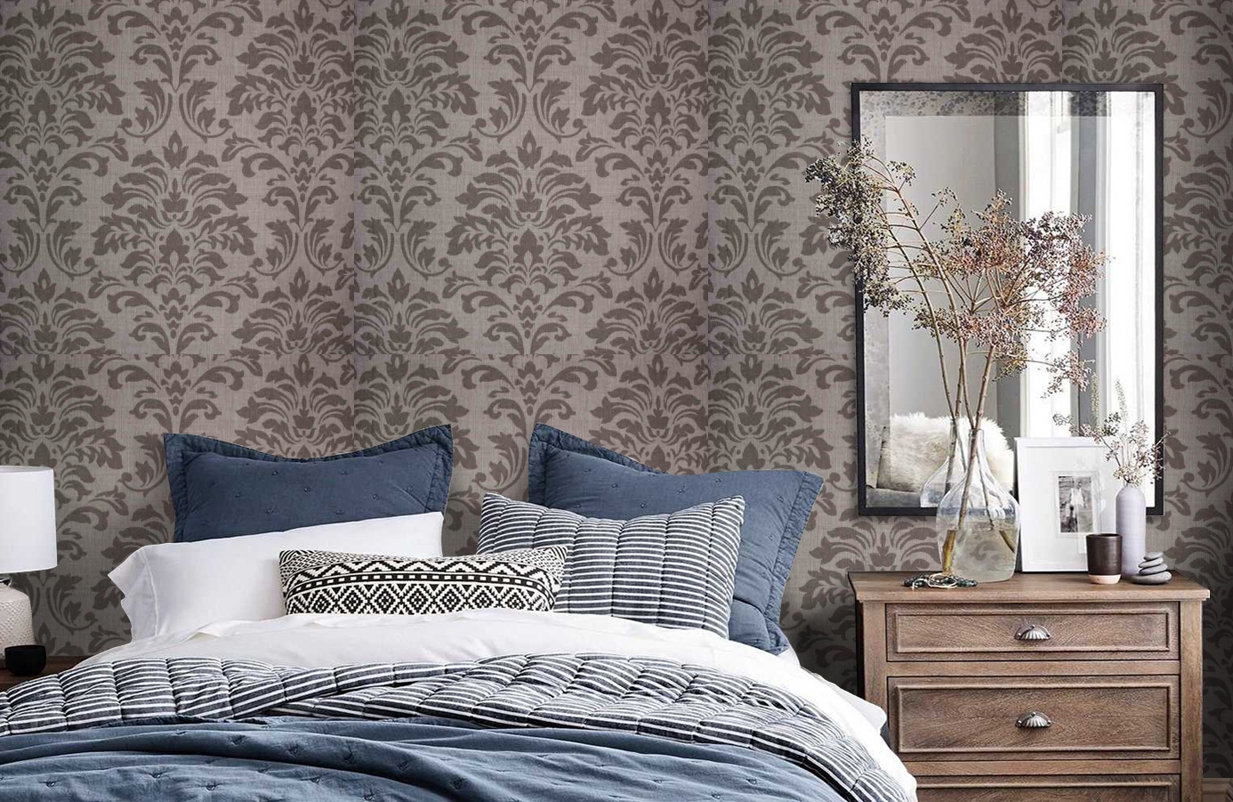 Обои 02574-12 фото в интерьере спальни