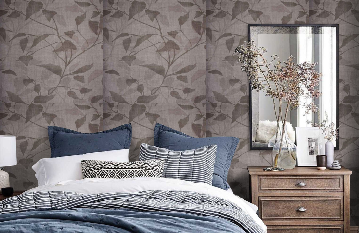 Обои 02575-12 фото в интерьере спальни