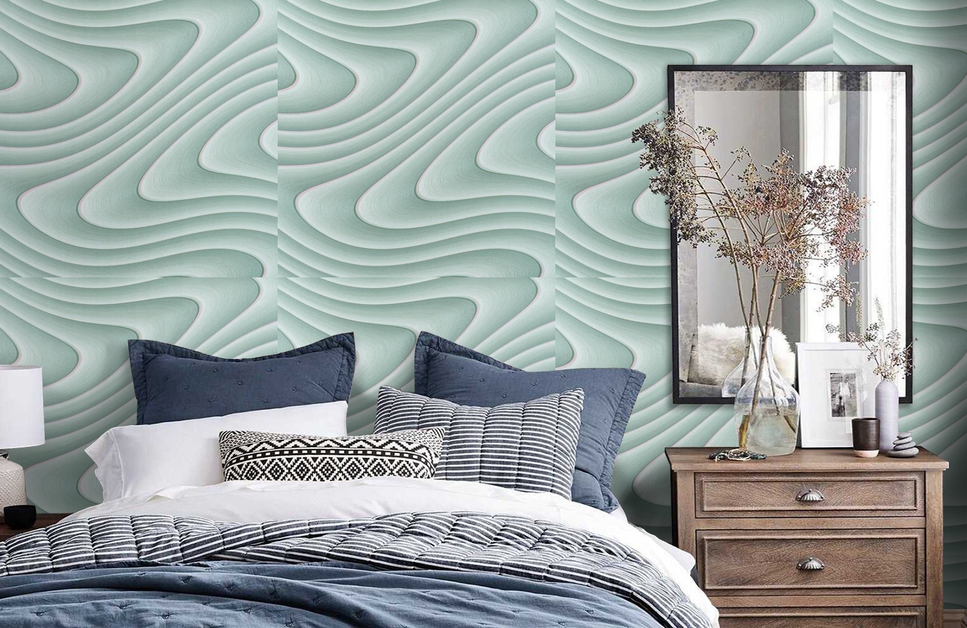 Обои 10270-05 фото в интерьере спальни