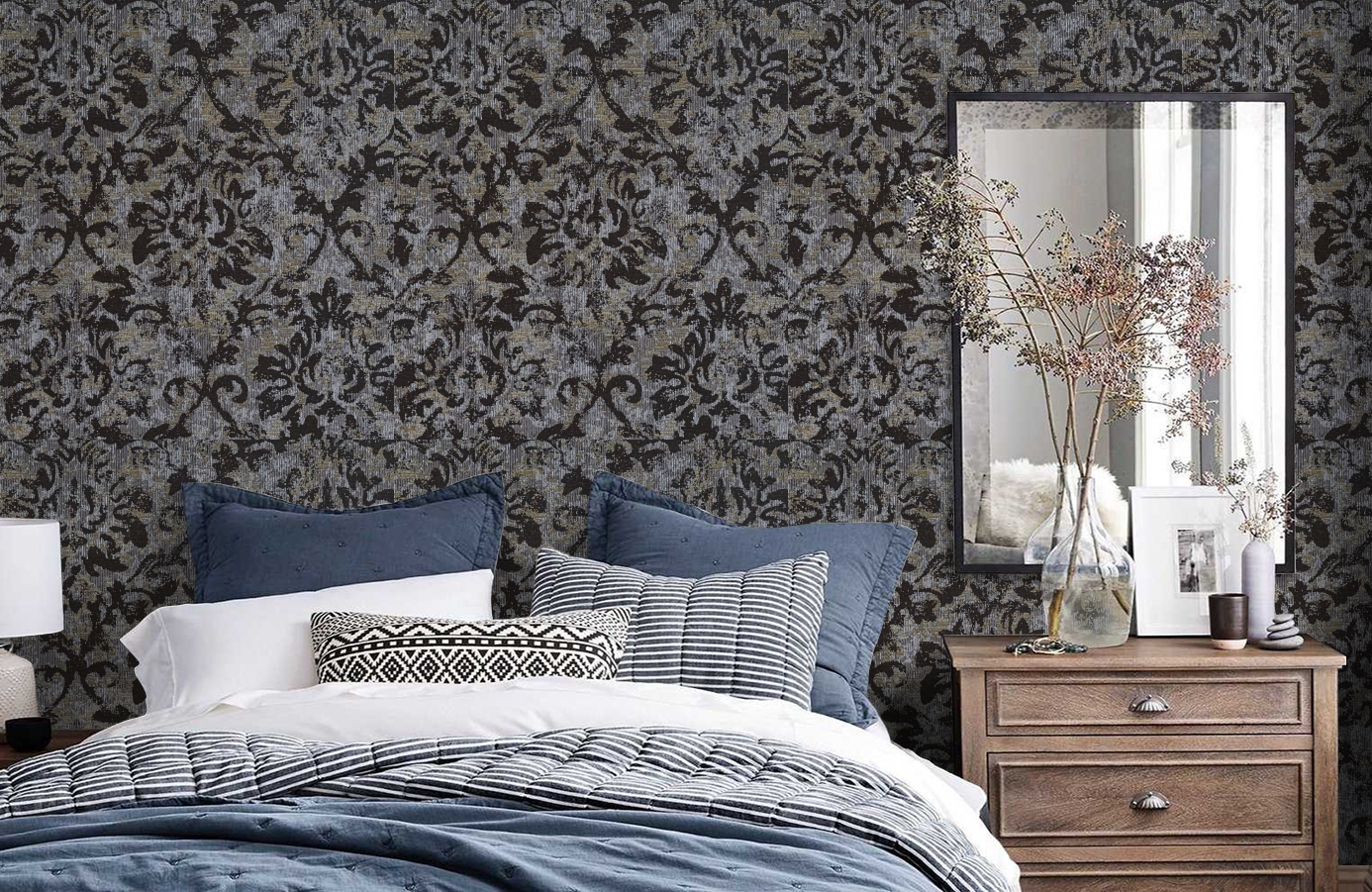 Обои 10357-05 фото в интерьере спальни