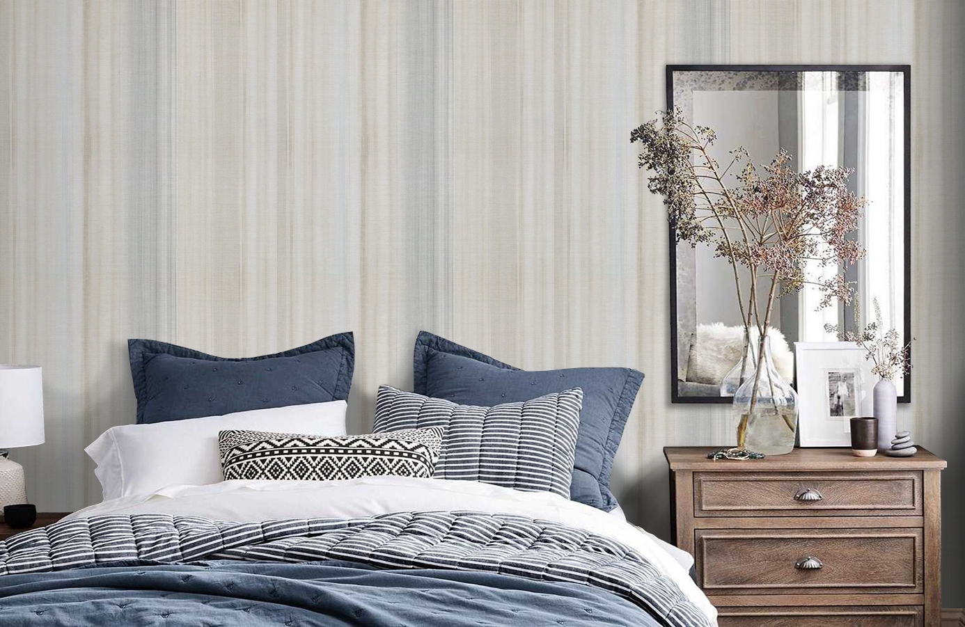 Обои 10439-02 фото в интерьере спальни