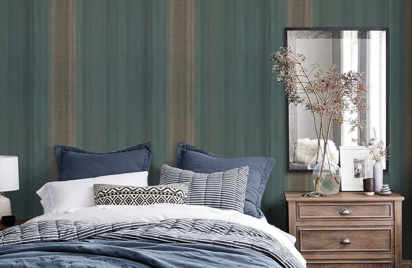 Обои 10439-05 фото в интерьере спальни