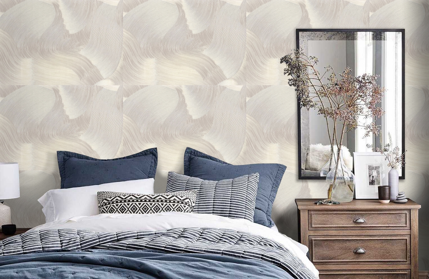 Обои 8002-11 фото в интерьере спальни