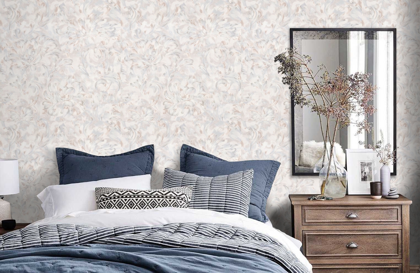 Обои 8031-03 фото в интерьере спальни