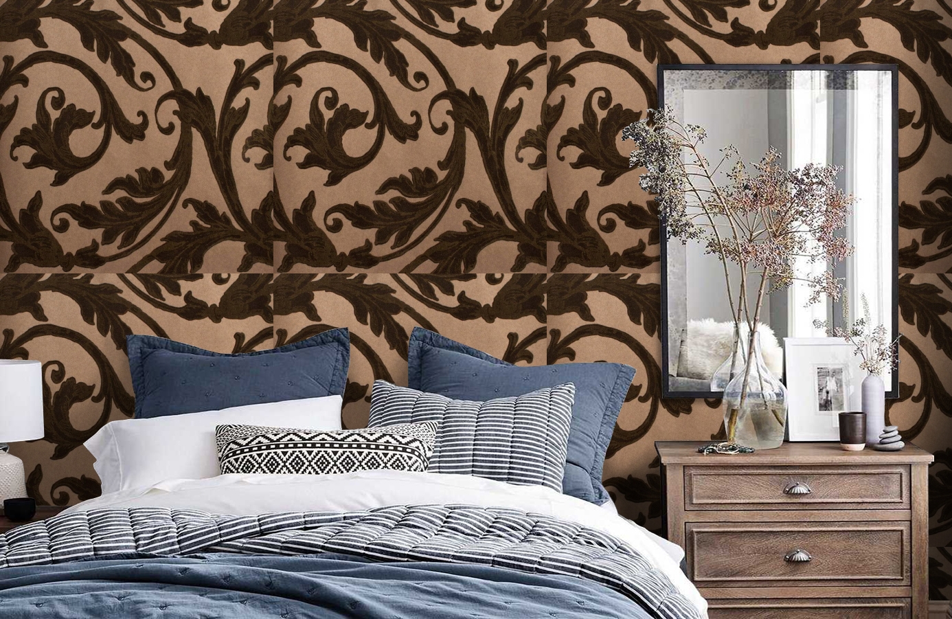 Обои 195011 фото в интерьере спальни