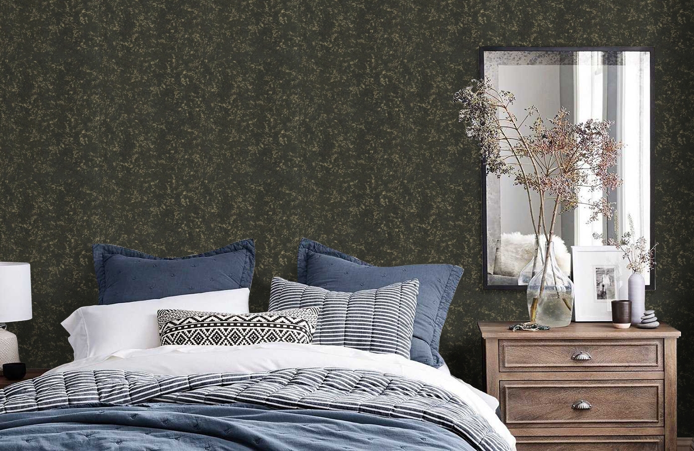 Обои RC19054 фото в интерьере спальни