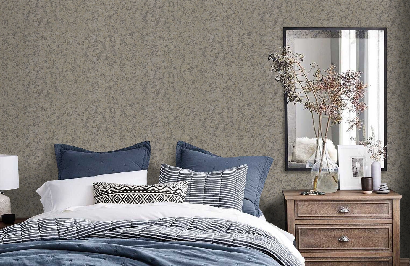 Обои RC19055 фото в интерьере спальни