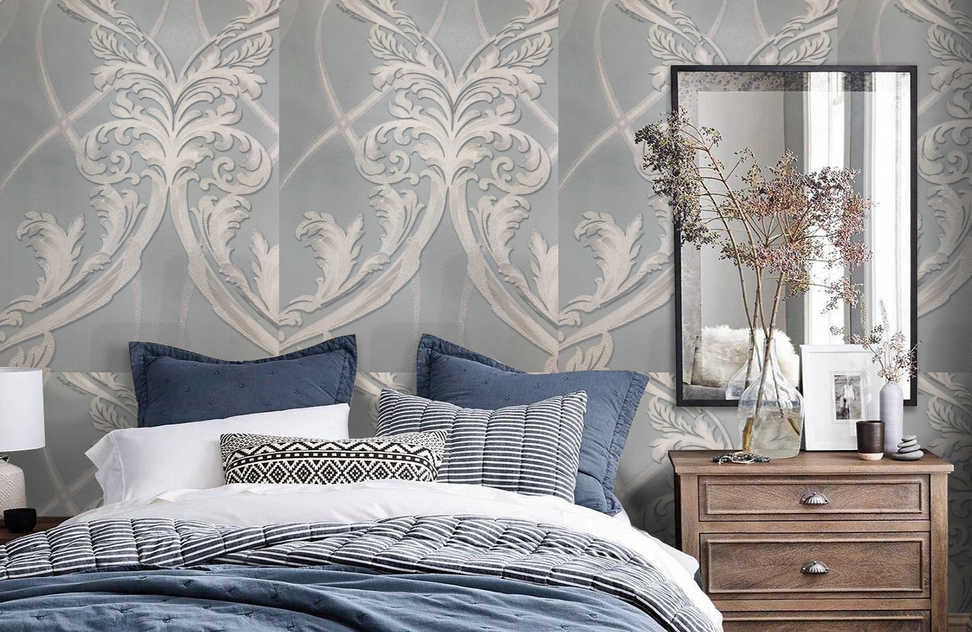 Обои 46-135-03 фото в интерьере спальни