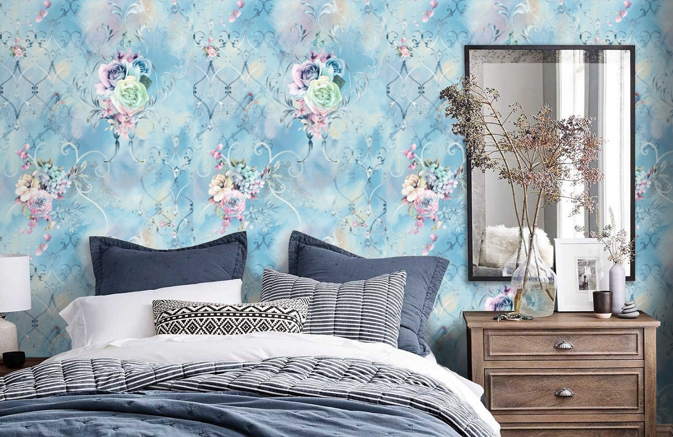 Обои 11700-02 фото в интерьере спальни