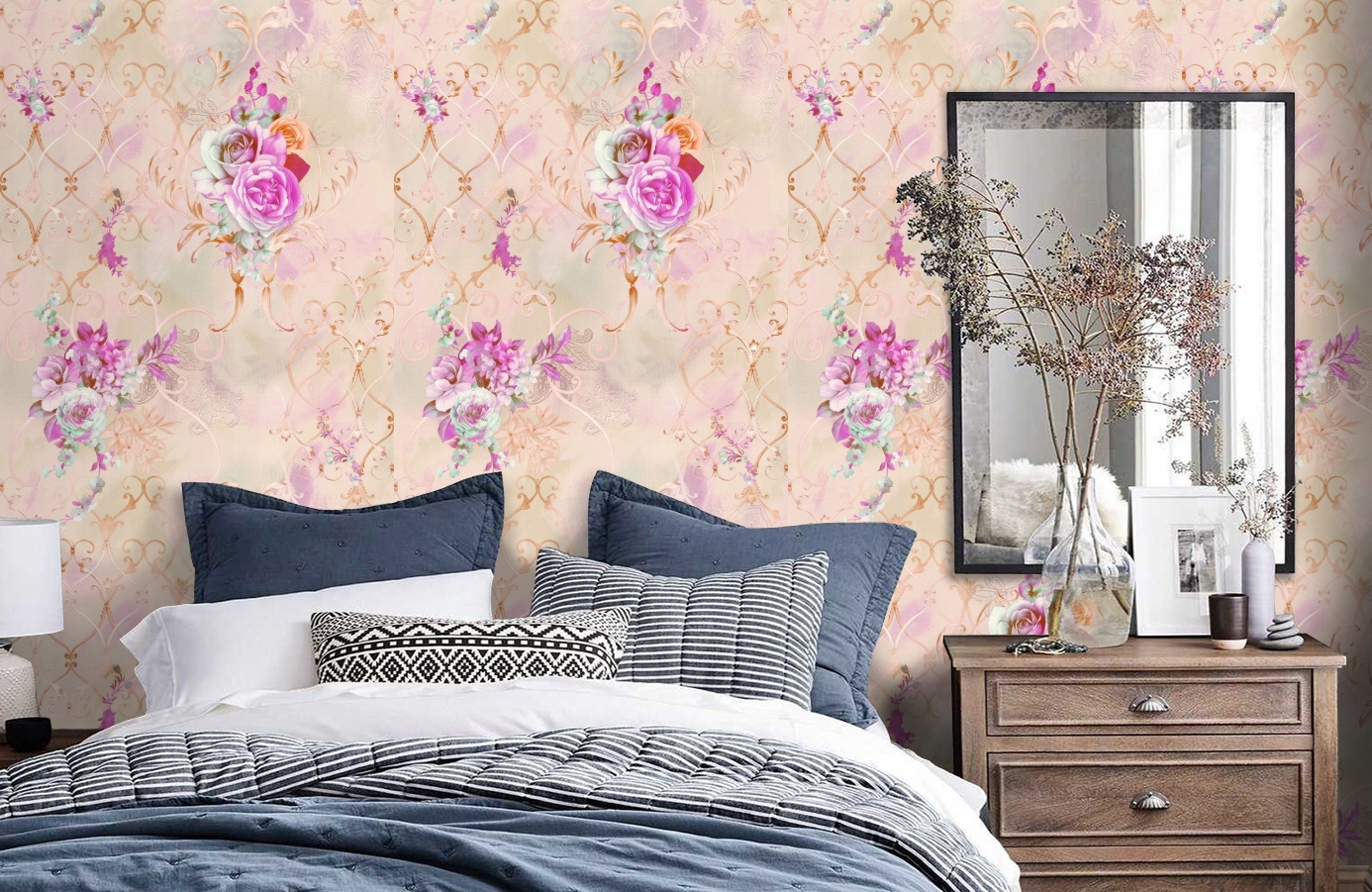 Обои 11700-03 фото в интерьере спальни Обои 11700-03 фото в интерьере спальни