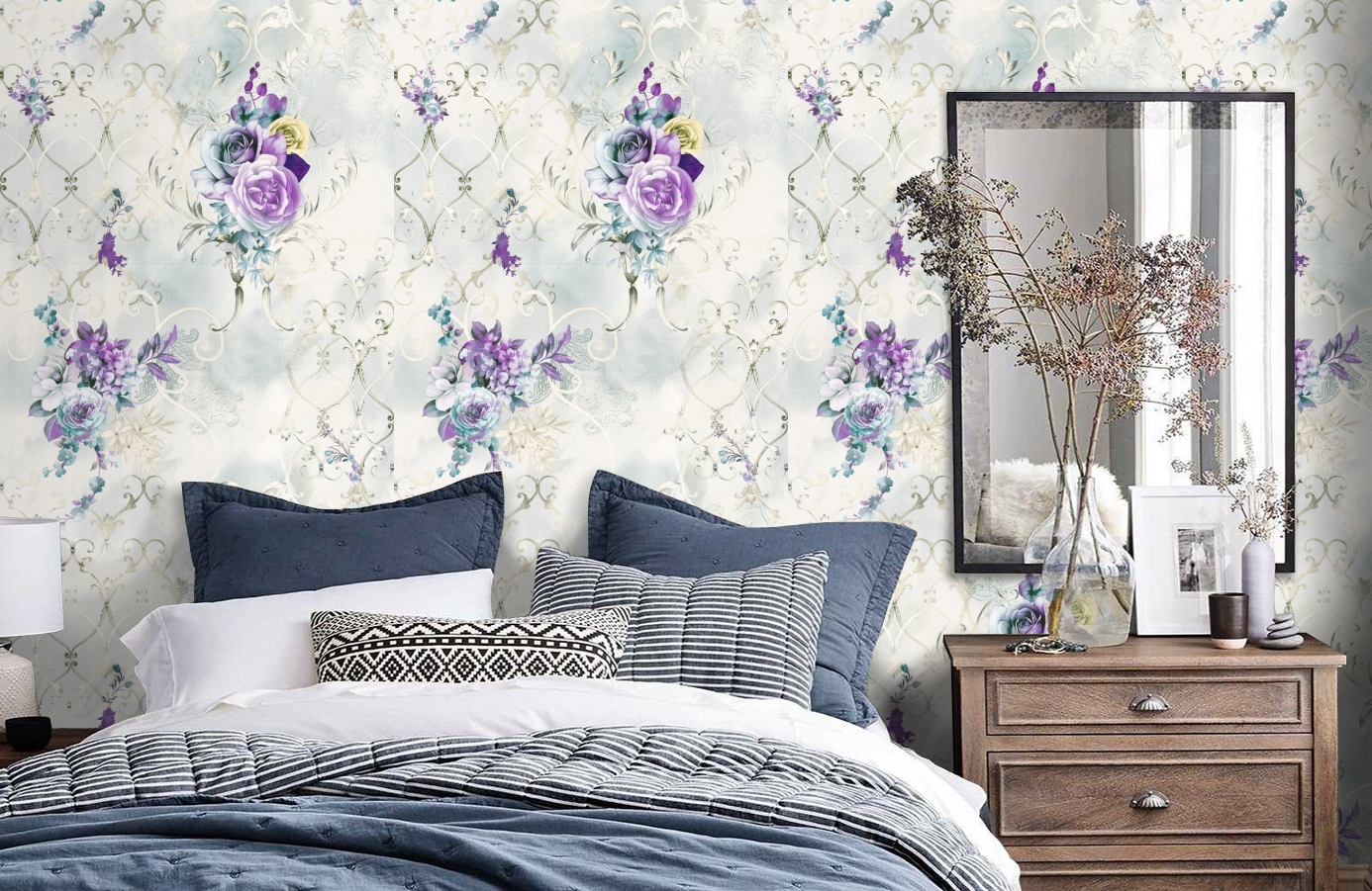 Обои 11700-04 фото в интерьере спальни Обои 11700-04 фото в интерьере спальни