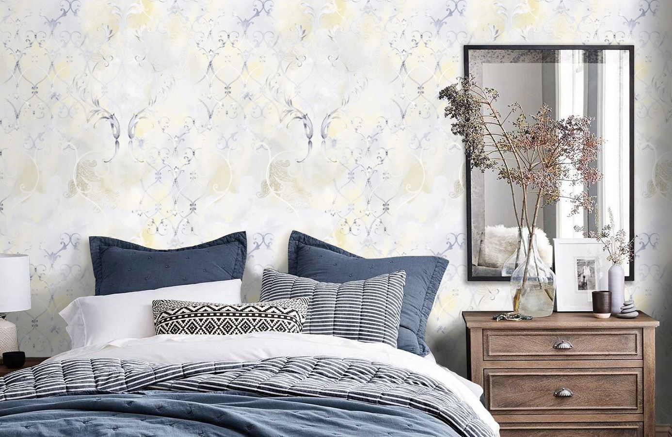 Обои 11800-08 фото в интерьере спальни