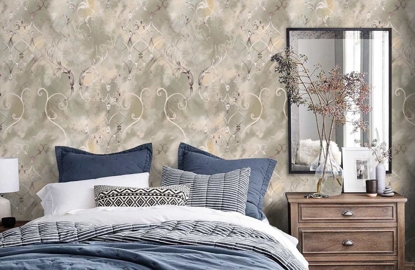 Обои 11800-09 фото в интерьере спальни