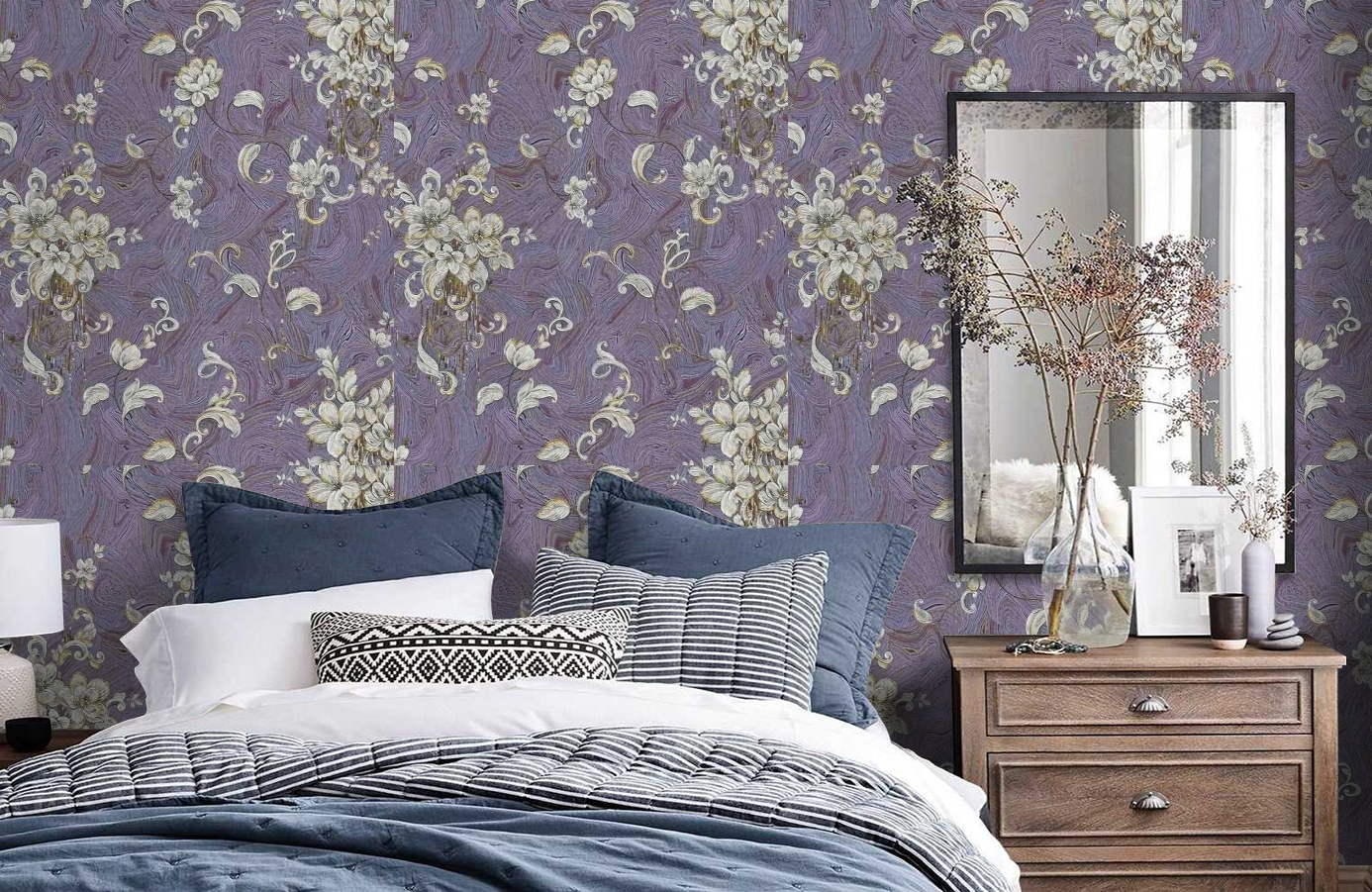 Обои 84001 фото в интерьере спальни