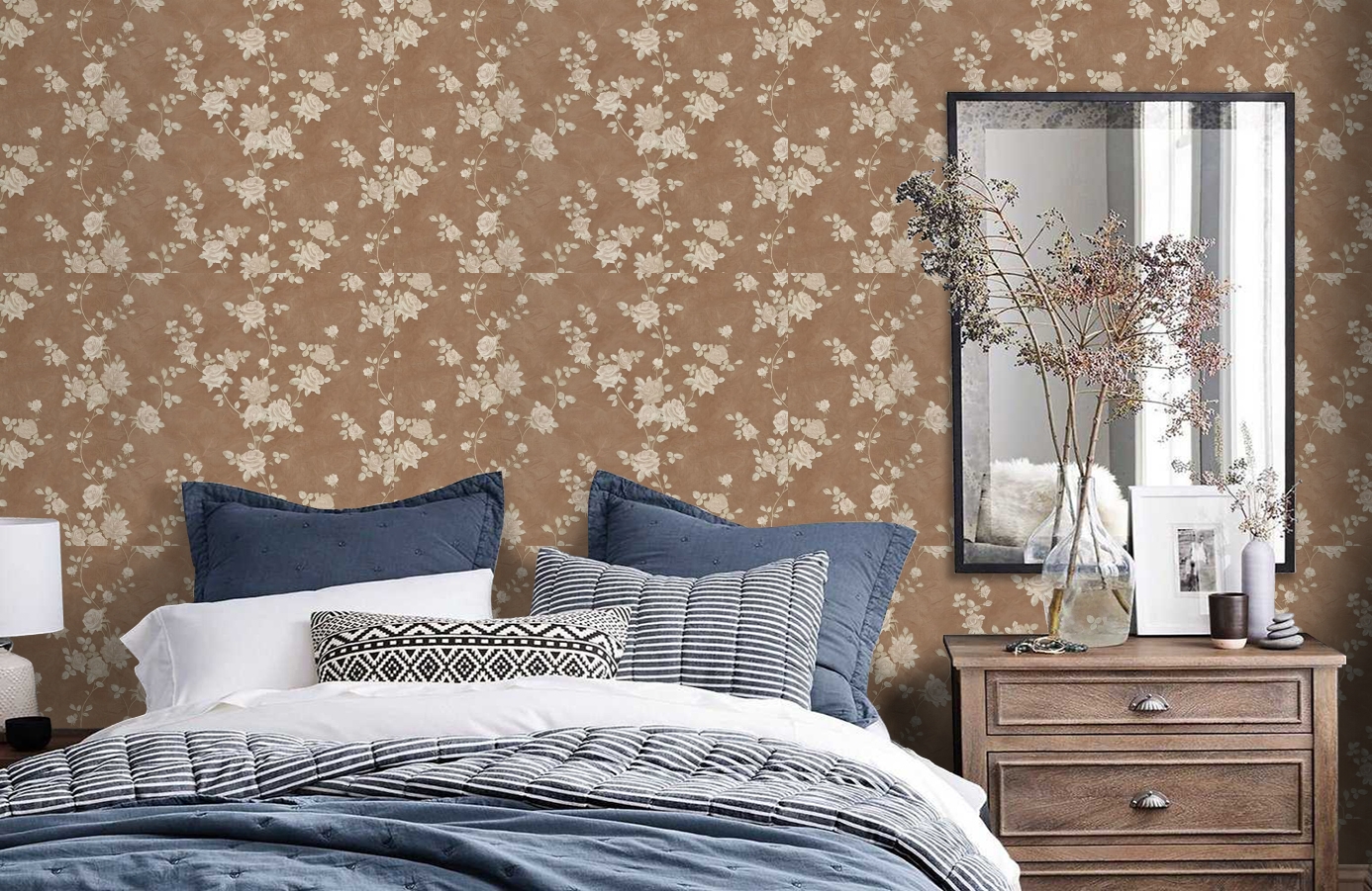 Обои M41101 фото в интерьере спальни