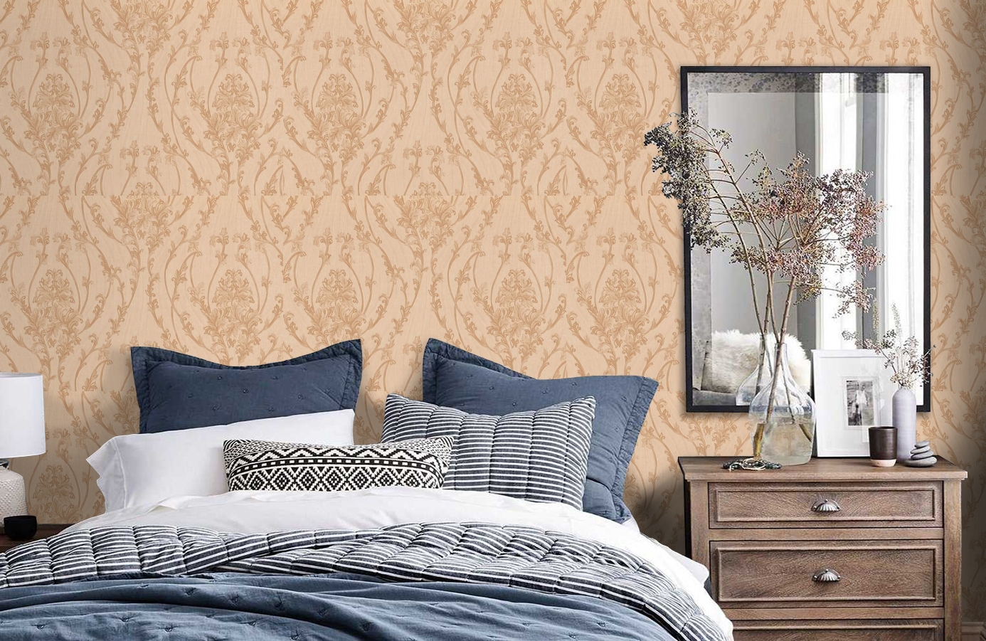 Обои M41118 фото в интерьере спальни