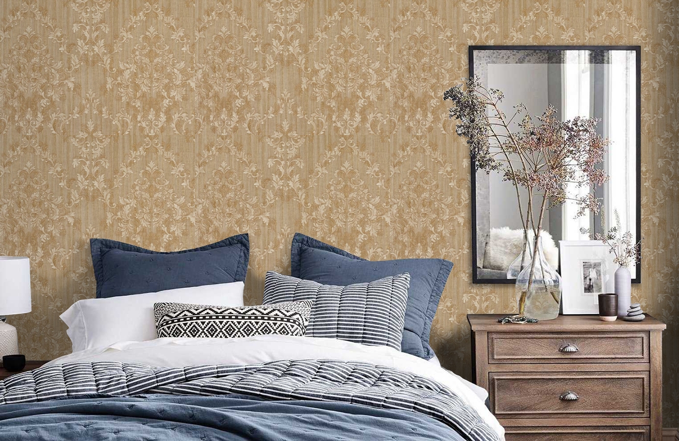 Обои M41120 фото в интерьере спальни