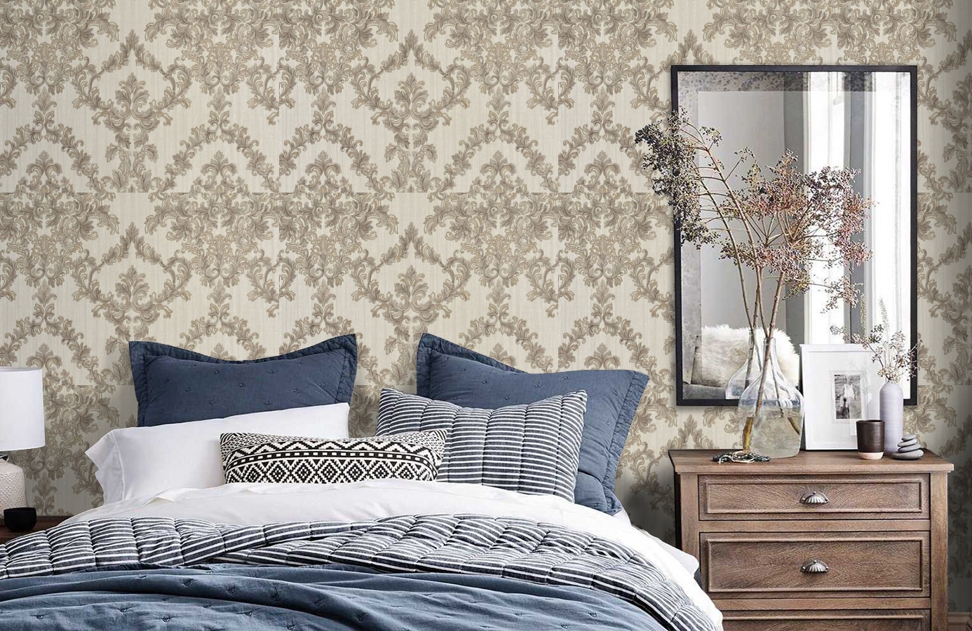 Обои M41123 фото в интерьере спальни