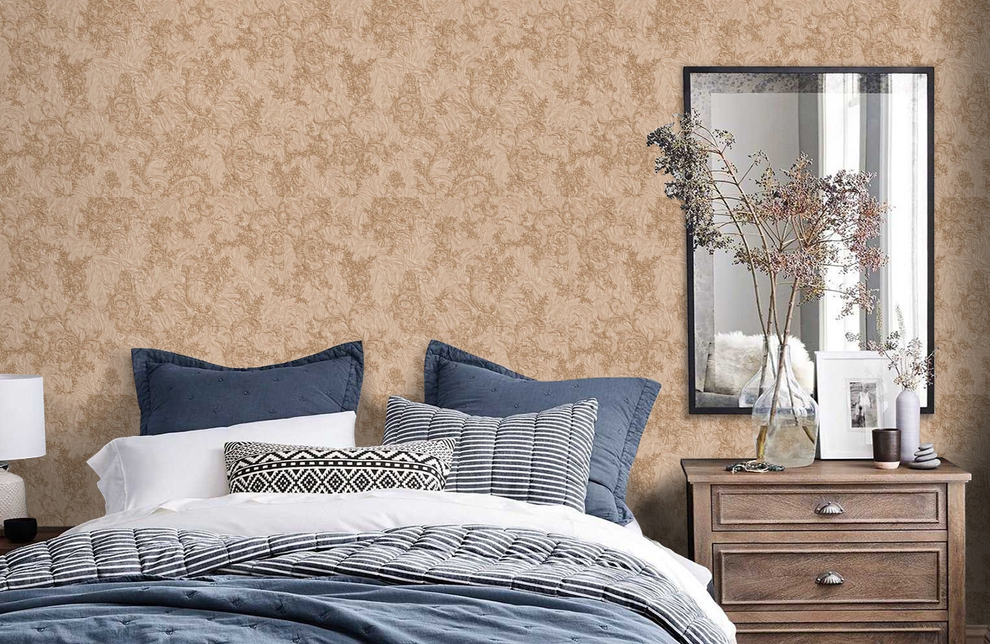 Обои M41135 фото в интерьере спальни