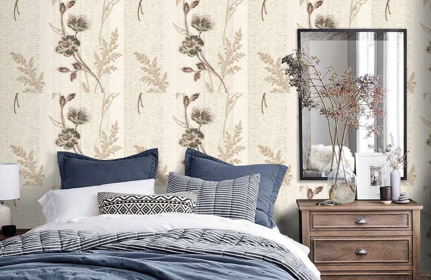 Обои R1327 фото в интерьере спальни