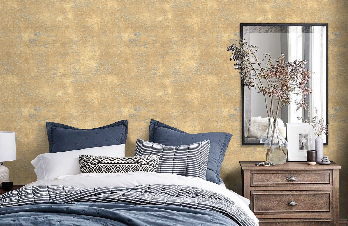 Обои R1348 фото в интерьере спальни