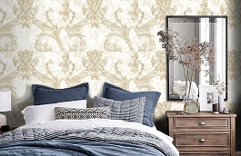 Обои R2724 фото в интерьере спальни превью