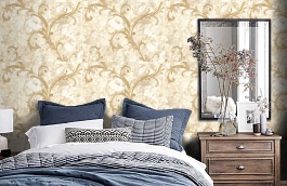 Обои R6435 фото в интерьере спальни превью