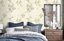 Обои R6625 фото в интерьере спальни превью