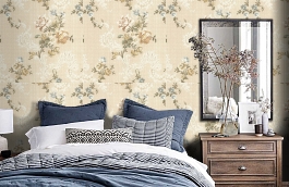 Обои R6627 фото в интерьере спальни превью