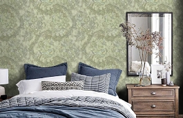 Обои 45-086-02 фото в интерьере спальни превью