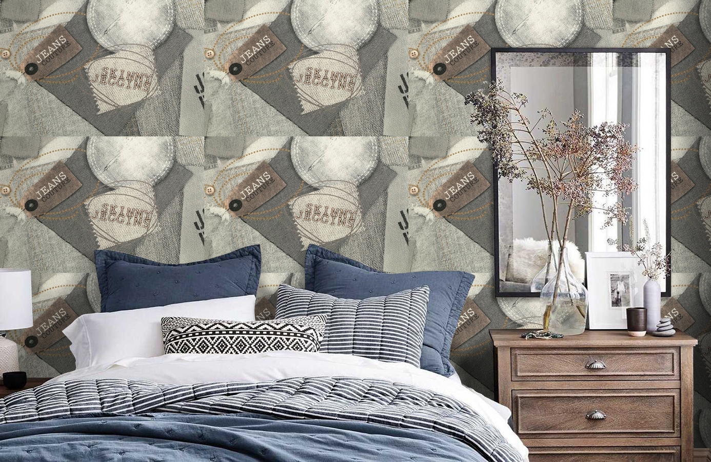 Обои 724-42 фото в интерьере спальни