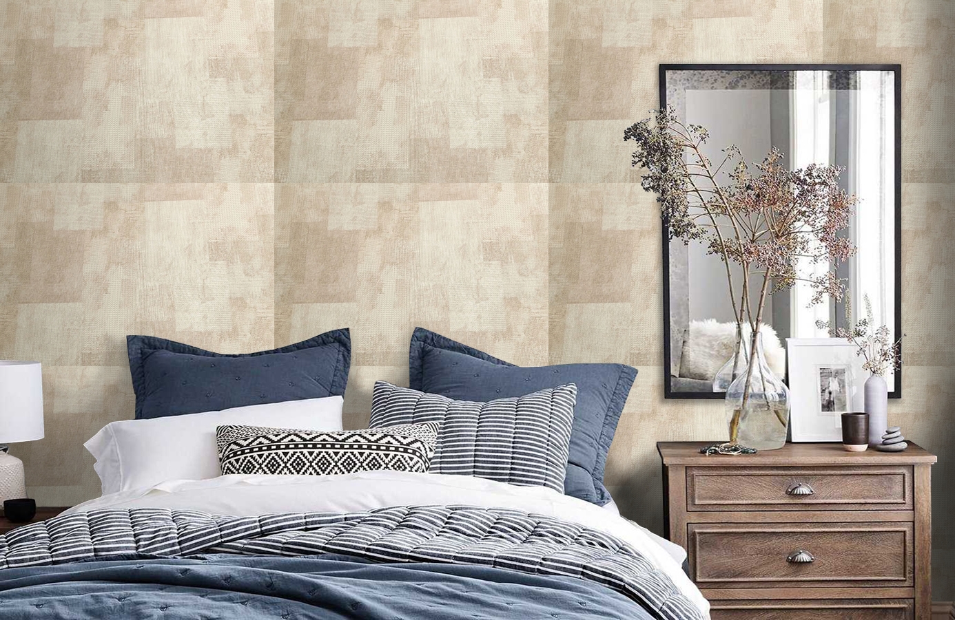Обои 7412-22 фото в интерьере спальни