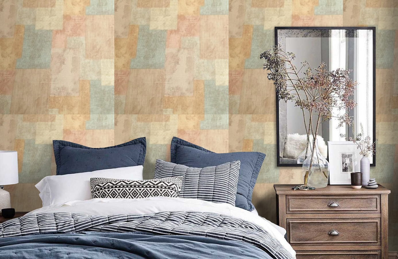 Обои 7412-25 фото в интерьере спальни