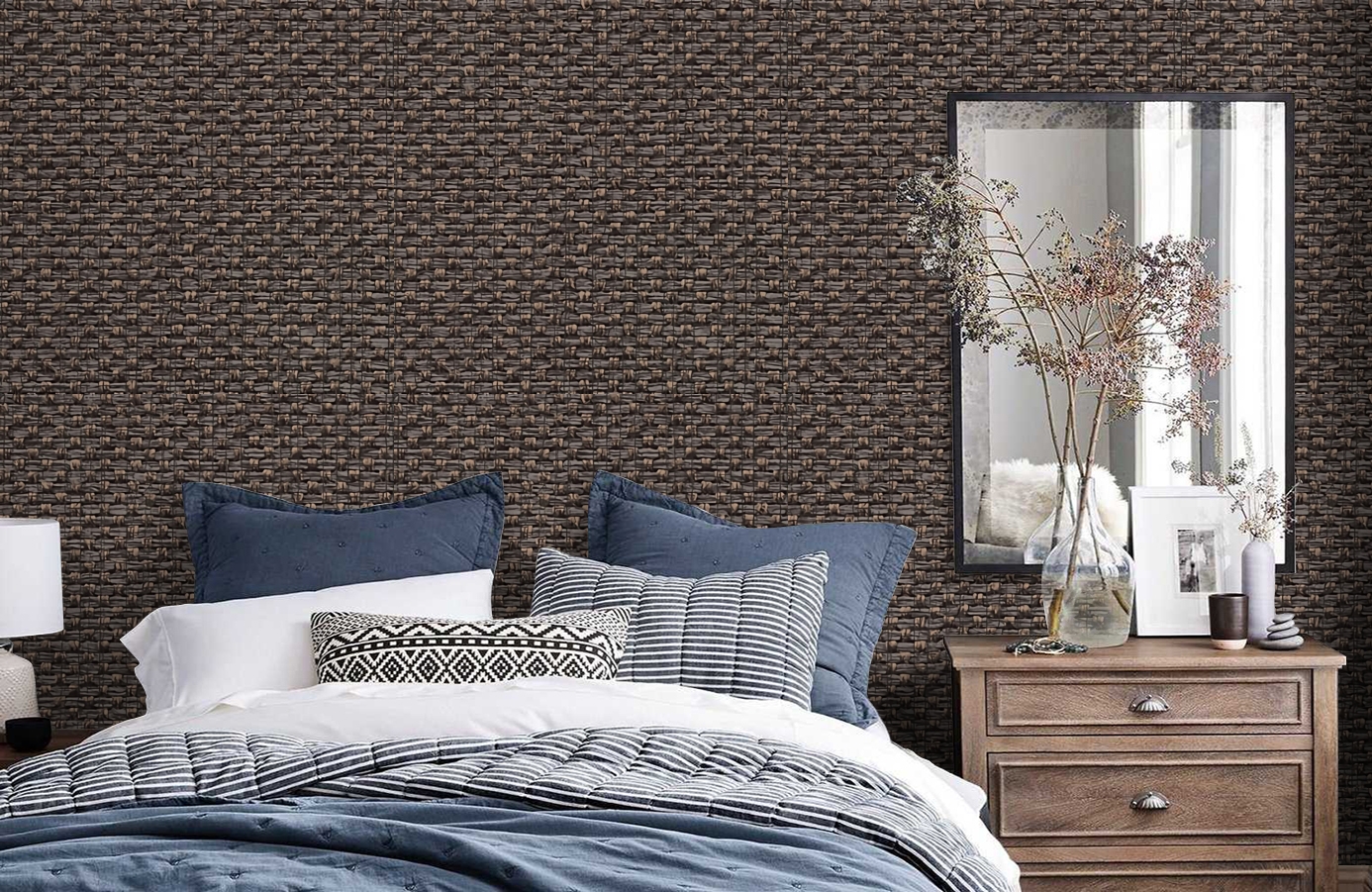 Обои 2609-6 фото в интерьере спальни