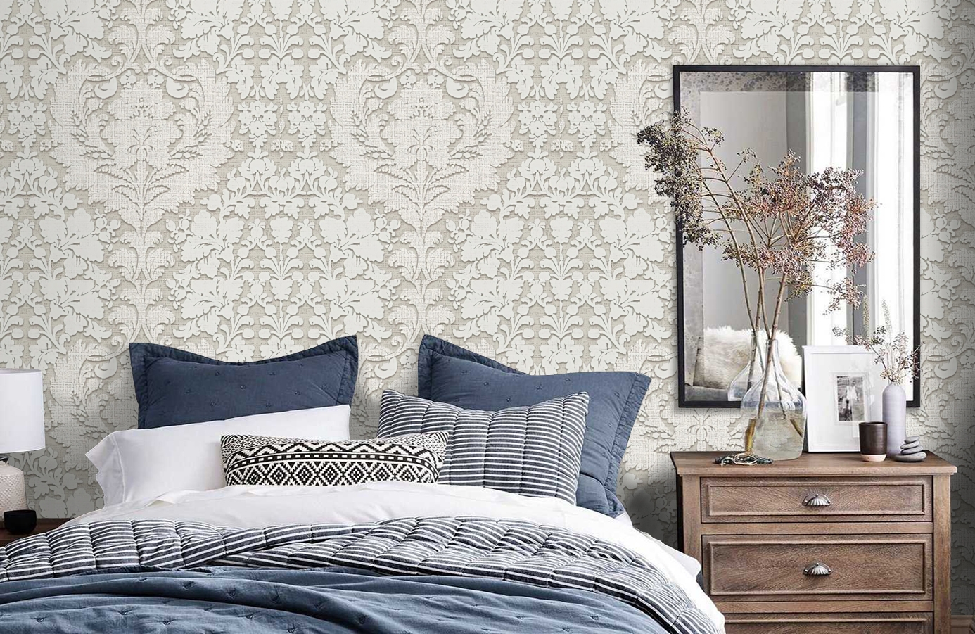 Обои 2610-2 фото в интерьере спальни