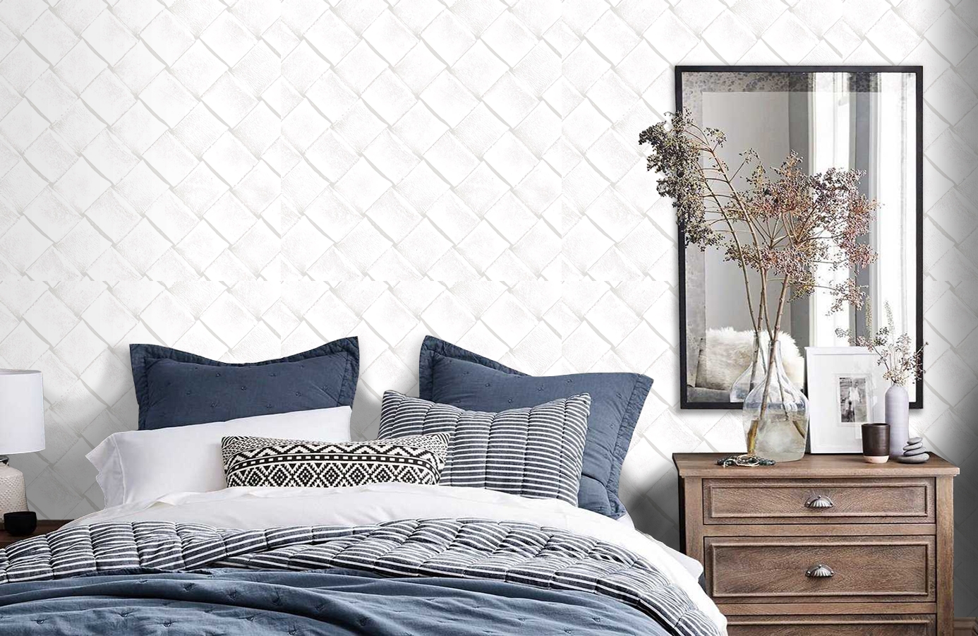 Обои 65417-1 фото в интерьере спальни