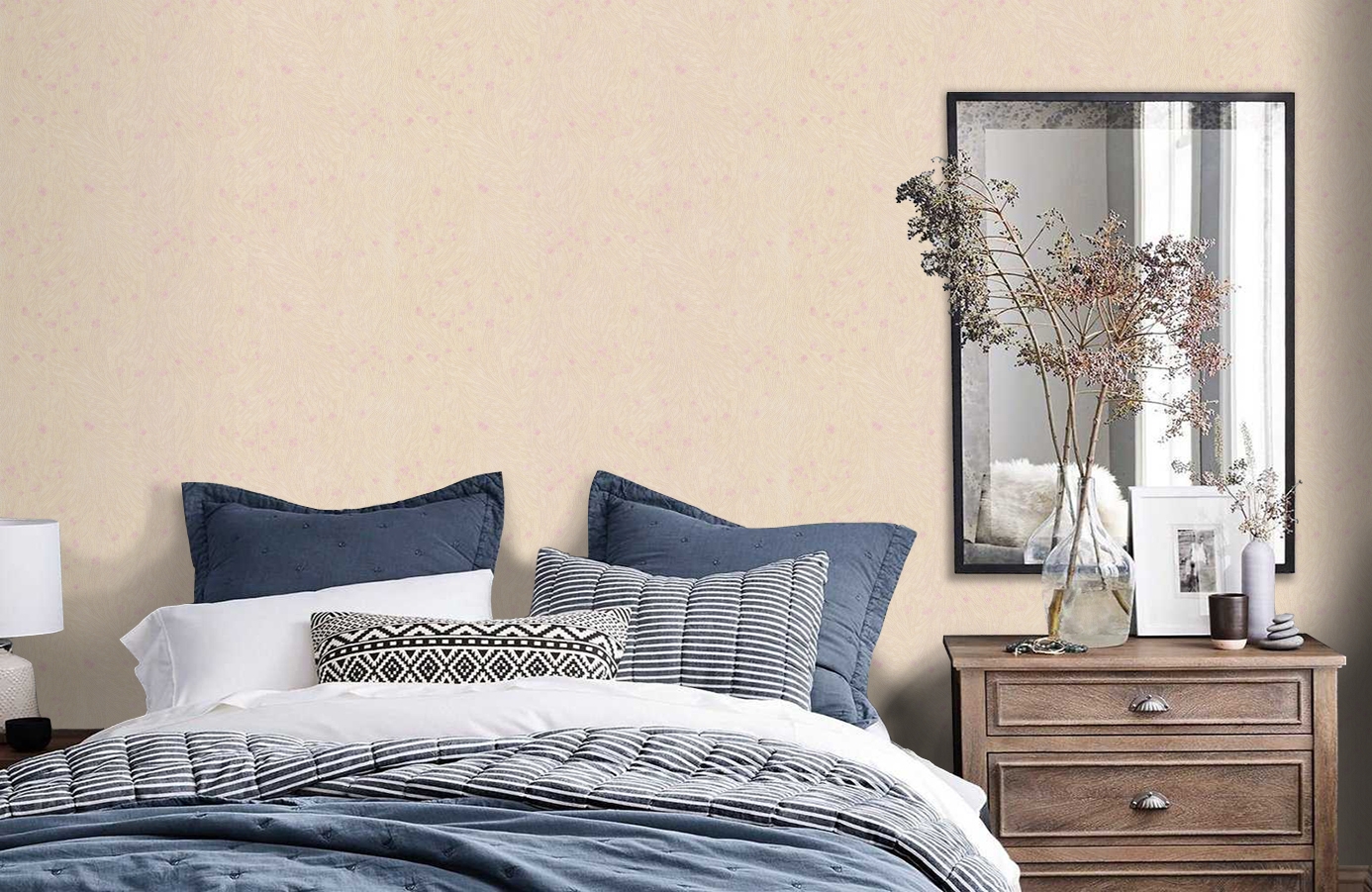 Обои TS10020 фото в интерьере спальни
