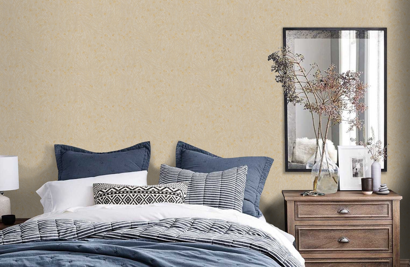 Обои TS10021 фото в интерьере спальни