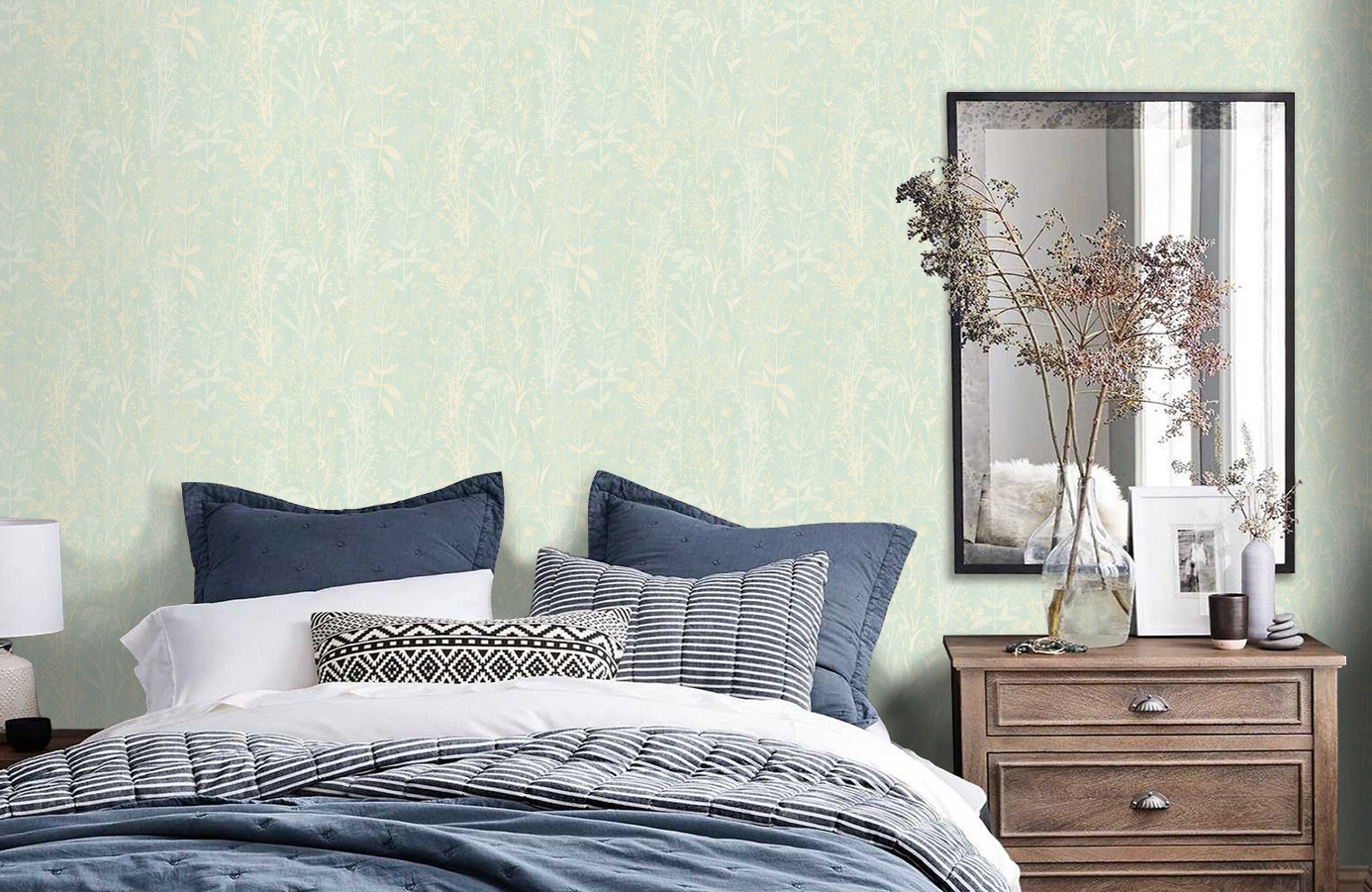 Обои 20169-21 фото в интерьере спальни