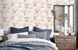 Обои HC72270-12 фото в интерьере спальни превью