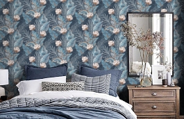 Обои HC72241-66 фото в интерьере спальни превью