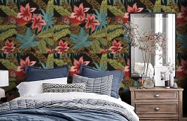 Обои RWT1801-5 фото в интерьере спальни превью
