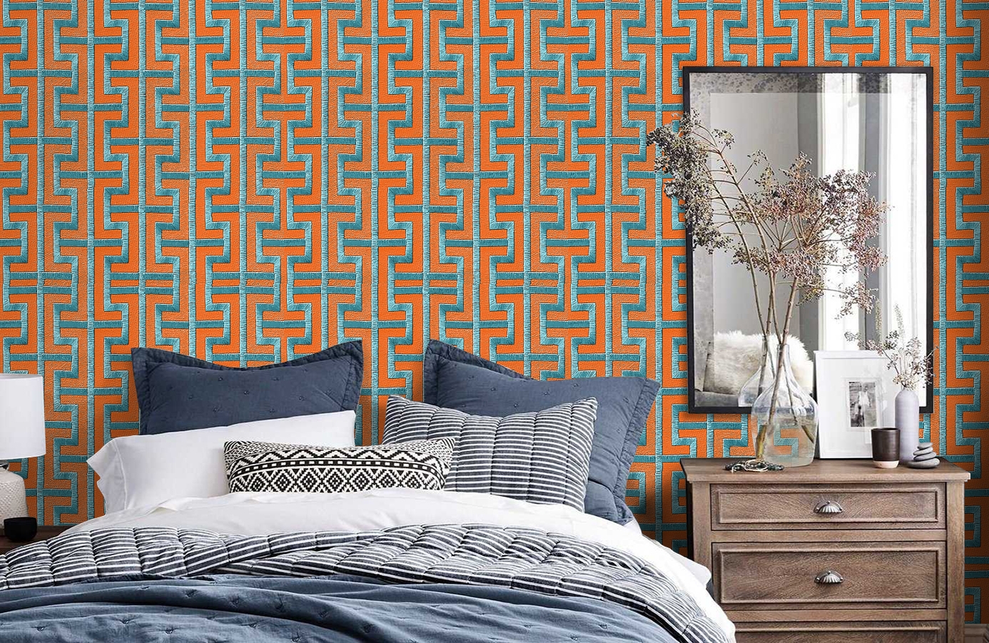 Обои RWT1802-6 фото в интерьере спальни