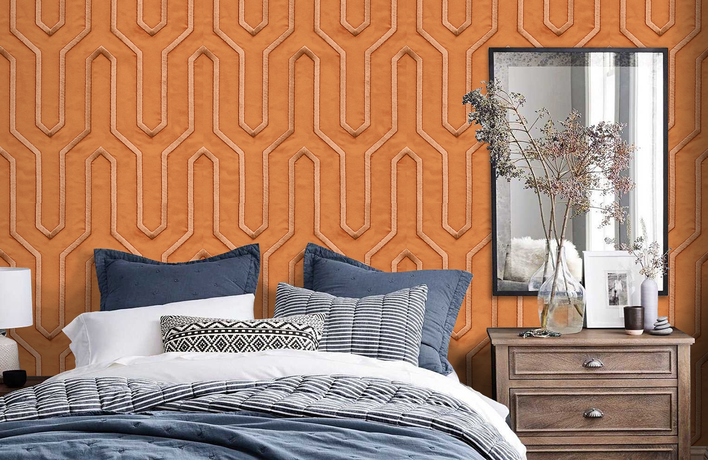 Обои RWT1804-5 фото в интерьере спальни