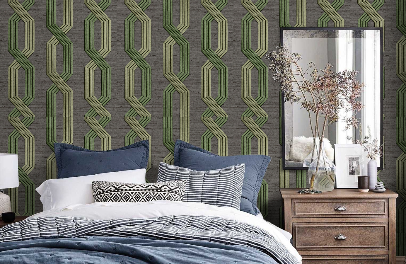 Обои RWT1806-6 фото в интерьере спальни