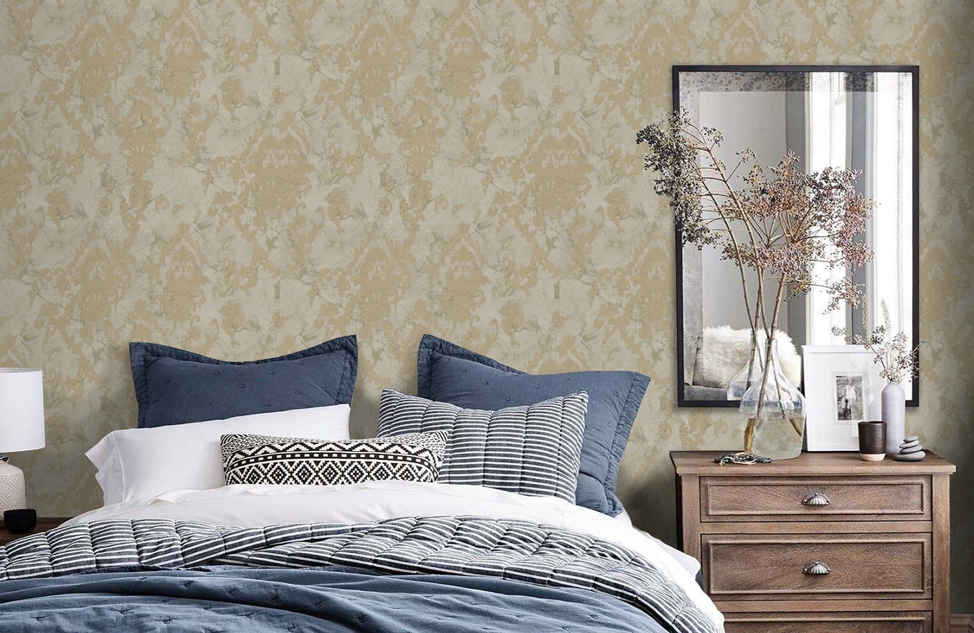 Обои M13001 фото в интерьере спальни