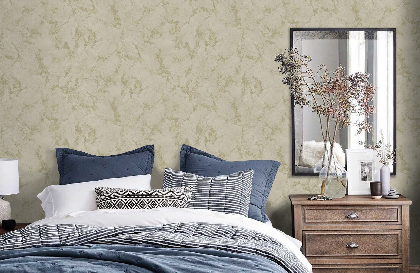 Обои M13002 фото в интерьере спальни