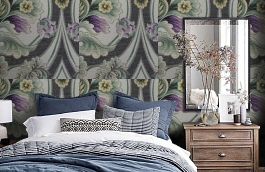 Обои AZZ-60 фото в интерьере спальни превью