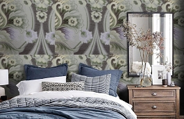 Обои AZZ-80 фото в интерьере спальни превью